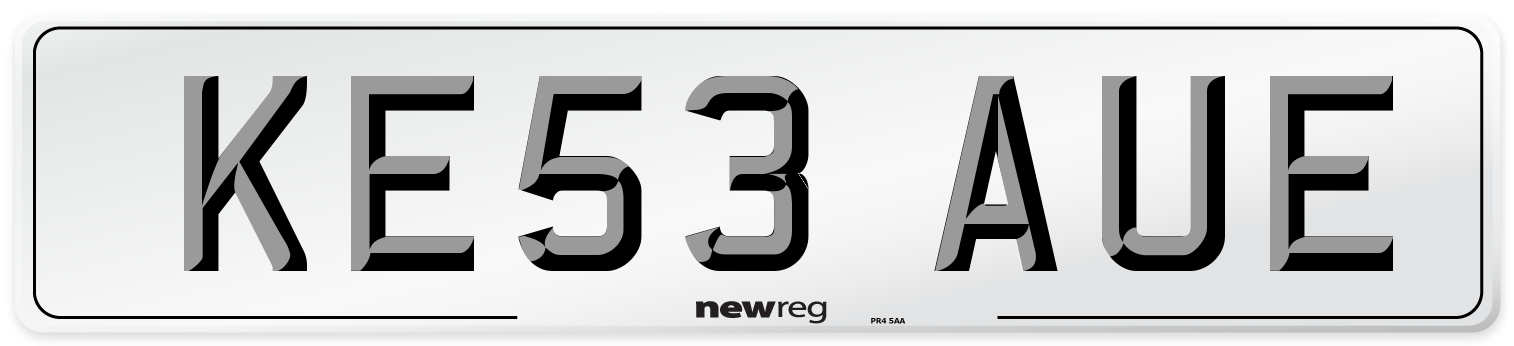 KE53 AUE Number Plate from New Reg
